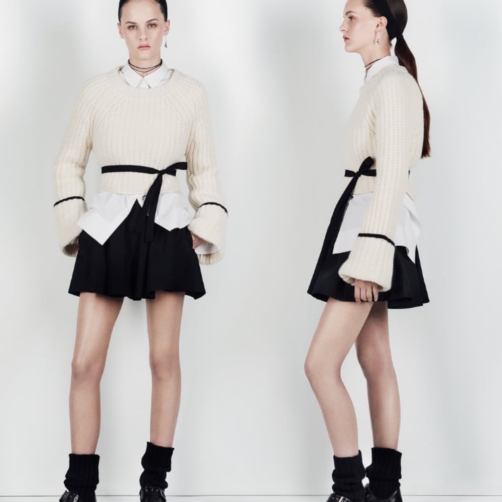 NWT white zara cashmere cropped sweater, sz. M